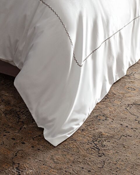 Laila King Size 100% Cotton Embroidered Satin Duvet Cover Set - White - 6