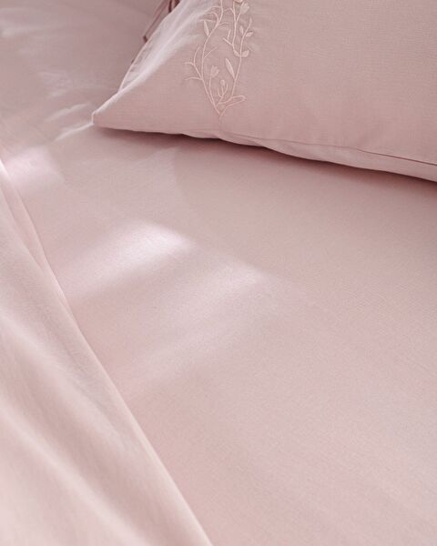 Ensemble de housse de couette brodée 100 % coton King Size Loris - Poudre - 5