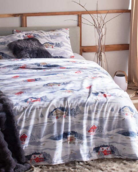 Erig kingsize dekbedovertrekset van 100% katoenflanel - blauw - 1