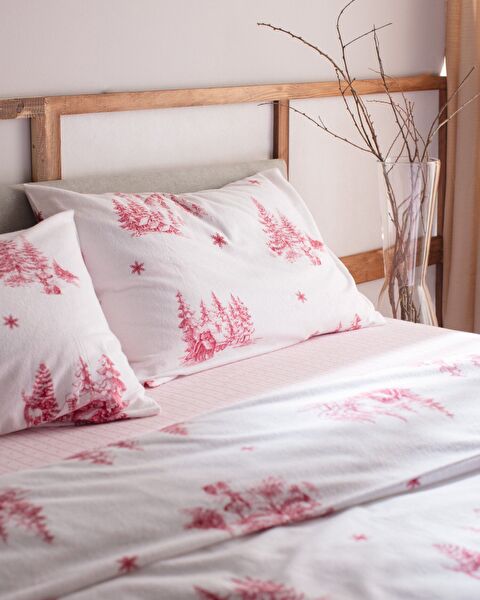 Faon kingsize dekbedovertrekset van 100% katoenflanel - rood - 2