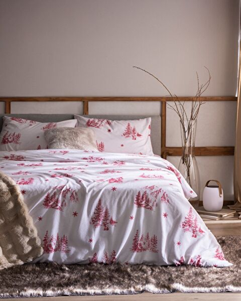 Faon kingsize dekbedovertrekset van 100% katoenflanel - rood - 0