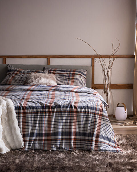 Boussy Kingsize dekbedovertrekset van 100% katoenflanel - marineblauw - 0