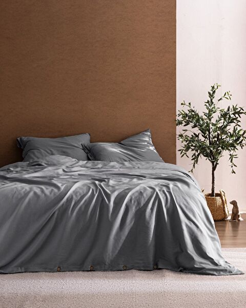 Songe kingsize 100% katoenen chambre dekbedovertrekset - lichtgrijs - 0