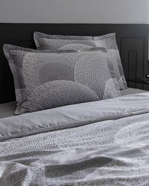 Parure de lit Rochelle King Size 100 % satin de coton imprimé - Gris - 6