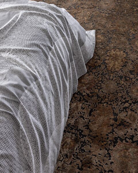 Parure de lit Rochelle King Size 100 % satin de coton imprimé - Gris - 4