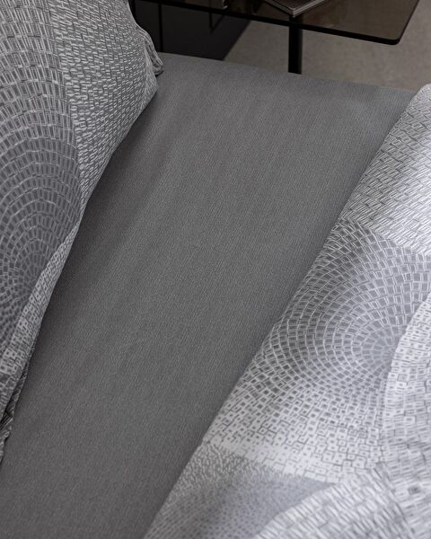 Parure de lit Rochelle King Size 100 % satin de coton imprimé - Gris - 5