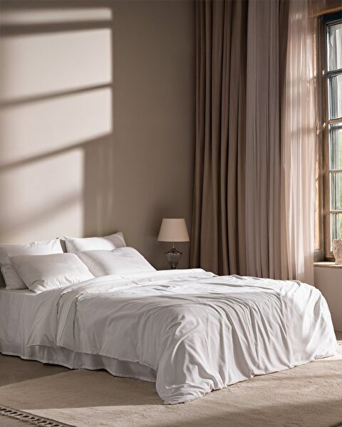 Magou Kingsize 100% katoenen geborduurde satijnen dekbedovertrekset - Wit - 0