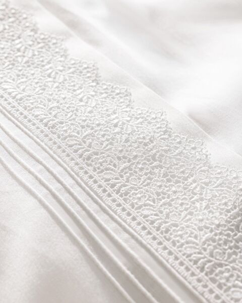 Magou Kingsize 100% katoenen geborduurde satijnen dekbedovertrekset - Wit - 2