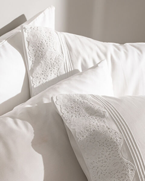 Marion Kıng Sıze Embroıdery Satın Duvet Cover Set - 4