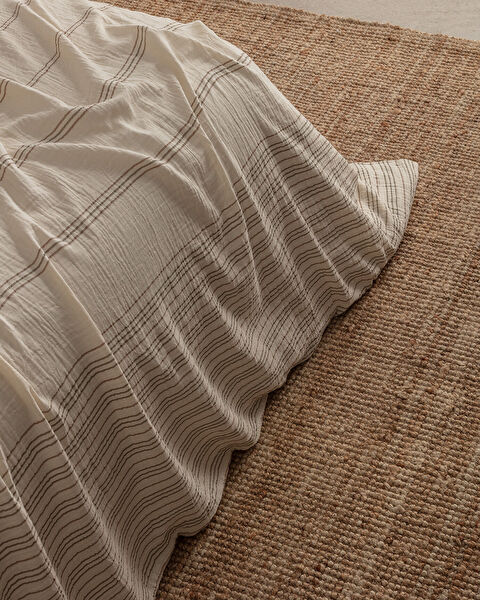 Breville Kıng Sıze Muslın Yarn Dyed Duvet Cover Set - Fıtted - 2