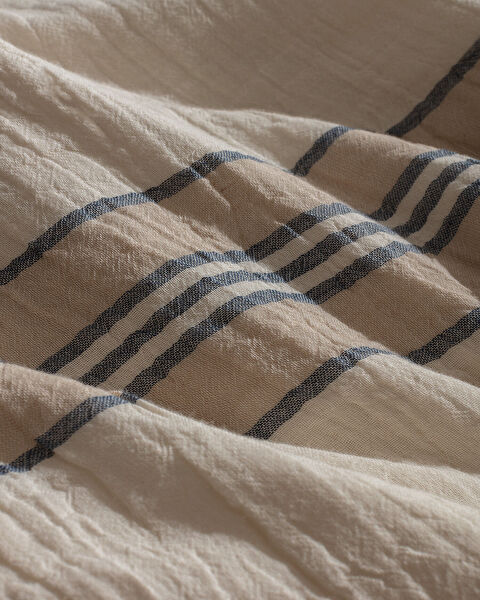 Sheryl Kıng Sıze Muslın Yarn Dyed Duvet Cover Set - Fıtted - 5