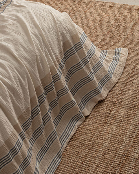 Sheryl Kıng Sıze Muslın Yarn Dyed Duvet Cover Set - Fıtted - 2