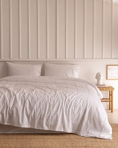 Estampe Kıng Sıze Ranforce Embroıdered Duvet Cover Set - 0