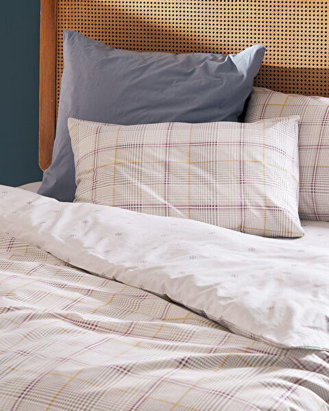 Fontaine King Size Elastic 100% Cotton Ranforce Printed Duvet Cover Set - Beige - 2