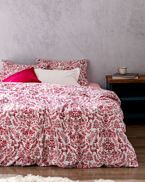 Edmon King Size Flannel Duvet Cover Set - Red - 0