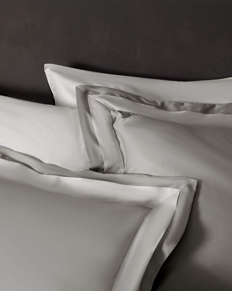 Emilie King Size – Ensemble de housse de couette en satin 100 % coton 300 fils – Gris - 5