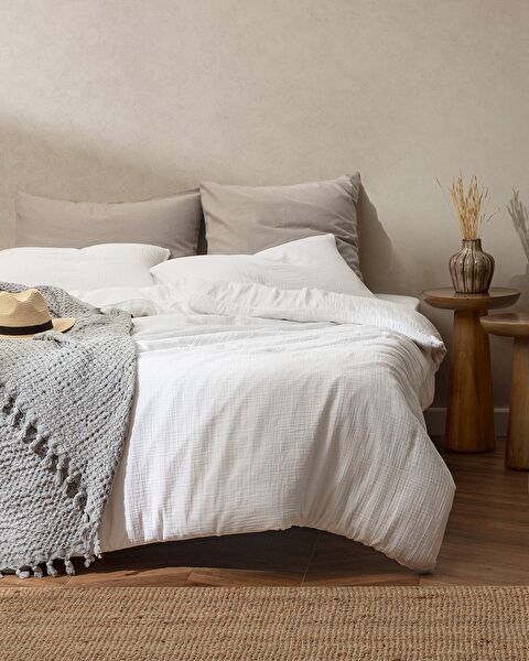 Ensemble de housse de couette King Size en mousseline Marla élastique - 0