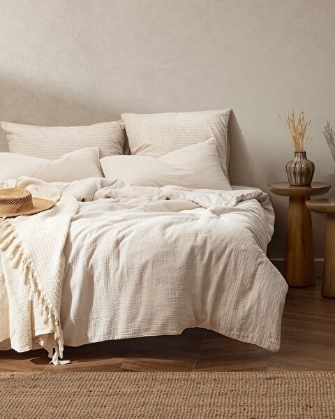 Marla mousseline kingsize dekbedovertrekset van 100% katoen - beige - 0