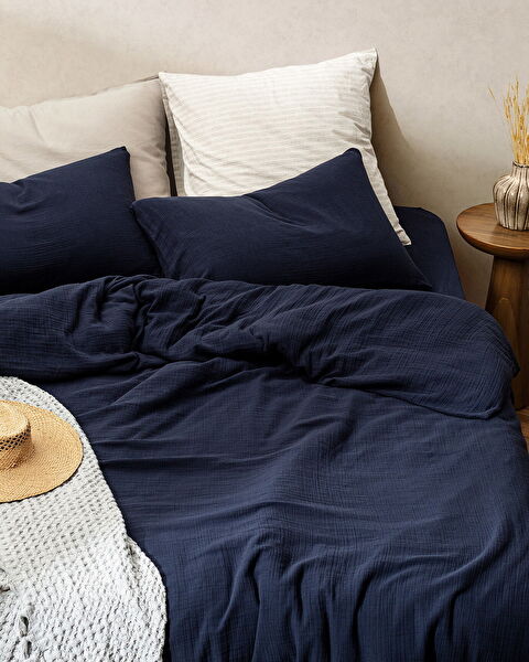 Ensemble de housse de couette King Size en mousseline Marla élastique - 1