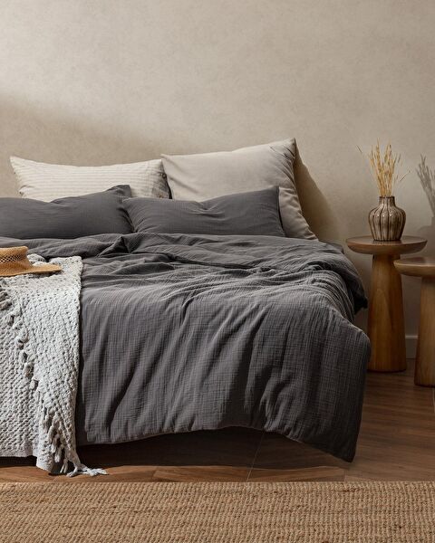 Marla Muslin King Size Duvet Cover Set Elastic - 0