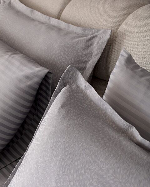 Andre kingsize katoenen jacquard satijnen dekbedovertrekset - lichtgrijs - 3