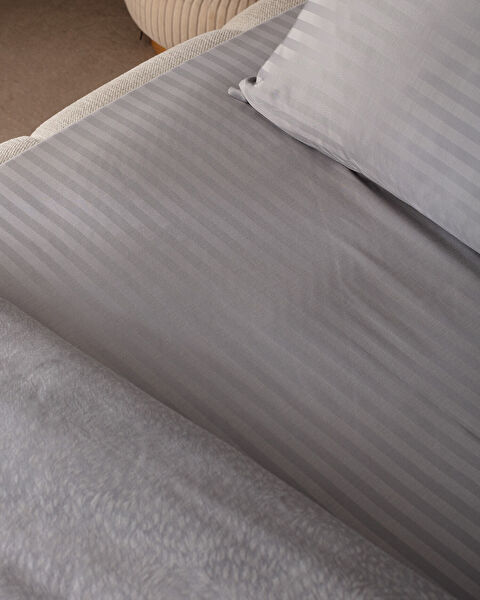 Andre kingsize katoenen jacquard satijnen dekbedovertrekset - lichtgrijs - 4