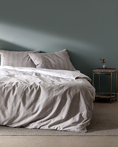 Ensemble de housse de couette imprimé Ranforce 100 % coton Bailey King Size - Gris - 0