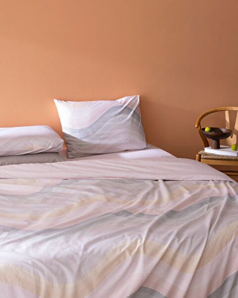 Suivre King Size 100% Cotton Ranforce Printed Duvet Cover Set - Powder - 1