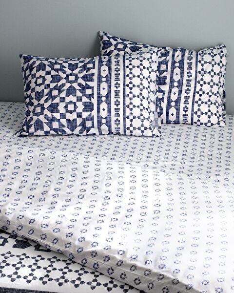 Deor King Size 100% katoenen Ranforce bedrukte dekbedovertrekset - marineblauw - 5