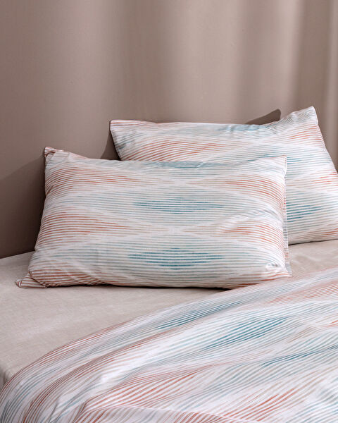 Faye King Size 100% Cotton Ranforce Printed Duvet Cover Set - Beige - 3