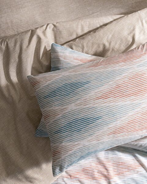 Faye Kingsize 100% katoenen Ranforce dekbedovertrekset met print - beige - 6