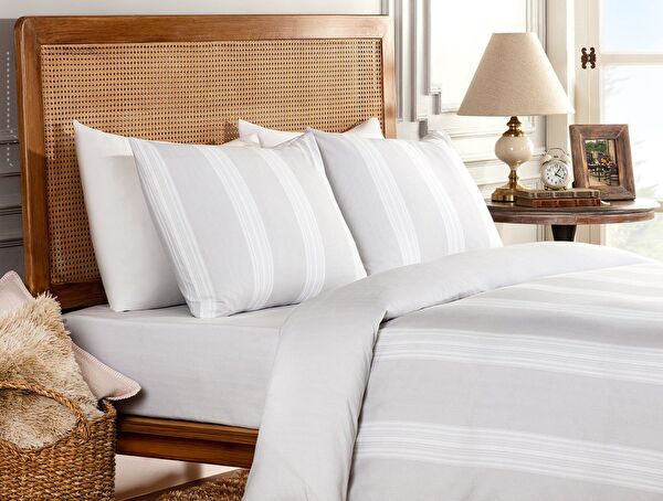 Raymond King Size 100% katoenen Ranforce dekbedovertrekset met print - grijs - 0