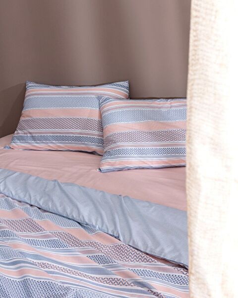 Ensemble de housse de couette imprimé Ranforce 100 % coton pour lit king size - Bleu - 2