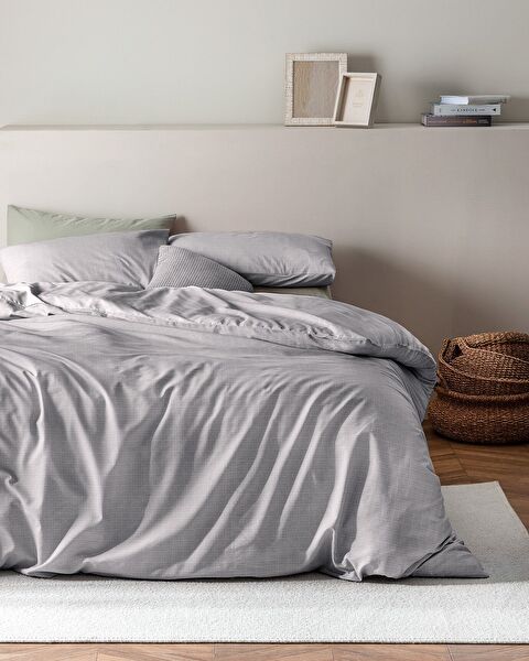 Odette King Size 100% Cotton Ranforce Printed Duvet Cover Set - Gray - 0