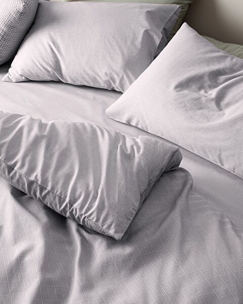 Odette King Size 100% Cotton Ranforce Printed Duvet Cover Set - Gray - 1