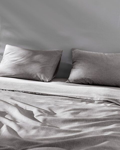 Benati King Size 100% Cotton Yarn Dyed Duvet Cover Set - Anthracite - 3