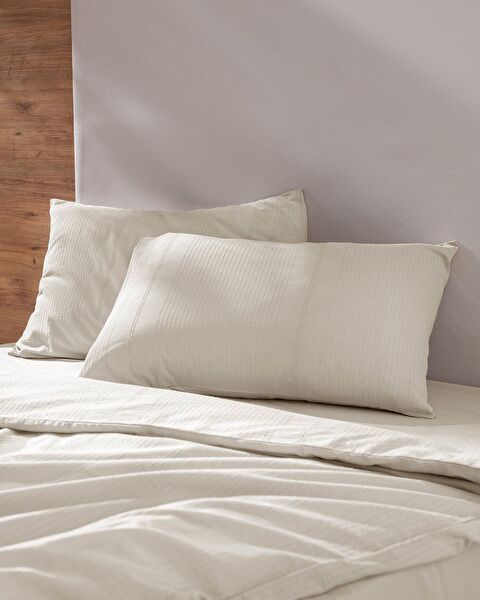 Rosalie King Size 100% Cotton Dobby Duvet Cover Set - Beige - 2