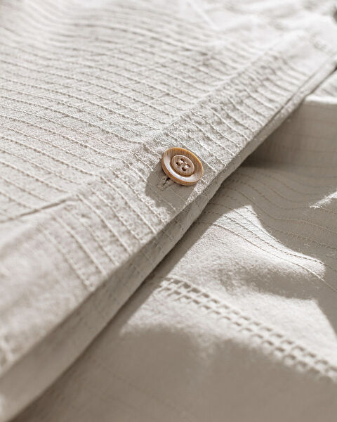 Rosalie King Size 100% Cotton Dobby Duvet Cover Set - Beige - 7