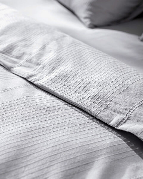 Rosalie King Size 100% Cotton Dobby Duvet Cover Set - Light Gray - 6