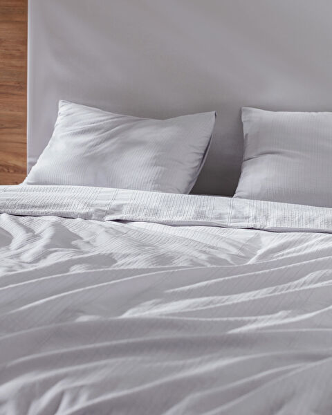 Rosalie King Size 100% Cotton Dobby Duvet Cover Set - Light Gray - 3