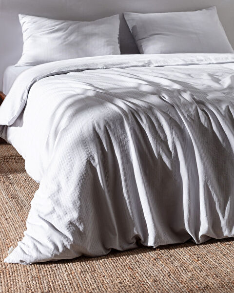 Rosalie King Size 100% Cotton Dobby Duvet Cover Set - Light Gray - 1