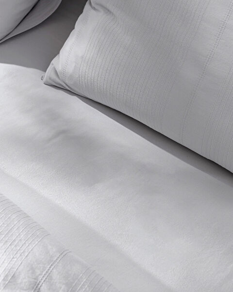 Rosalie King Size 100% Cotton Dobby Duvet Cover Set - Light Gray - 5