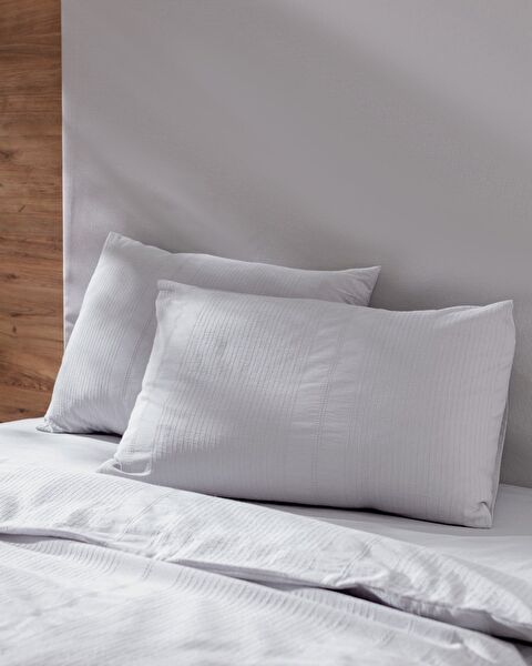 Rosalie King Size 100% Cotton Dobby Duvet Cover Set - Light Gray - 2