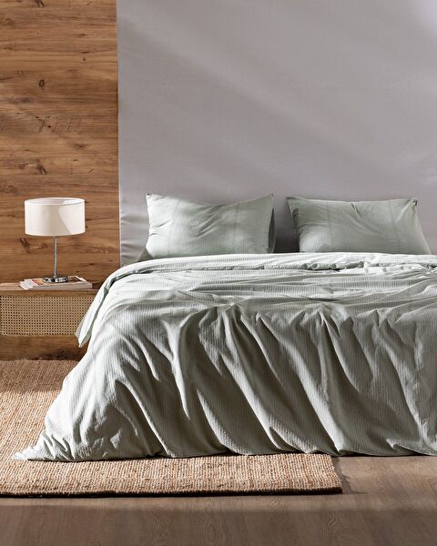 Rosalie King Size 100% Cotton Dobby Duvet Cover Set - Khaki - 0