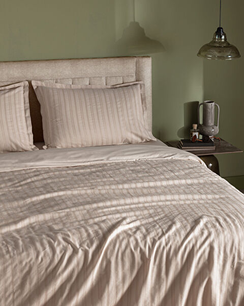 Nicole kingsize 100% katoenen dobby dekbedovertrekset - beige - 1