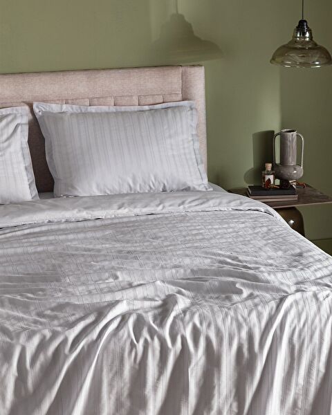 Nicole kingsize 100% katoenen dobby dekbedovertrekset - lichtgrijs - 2