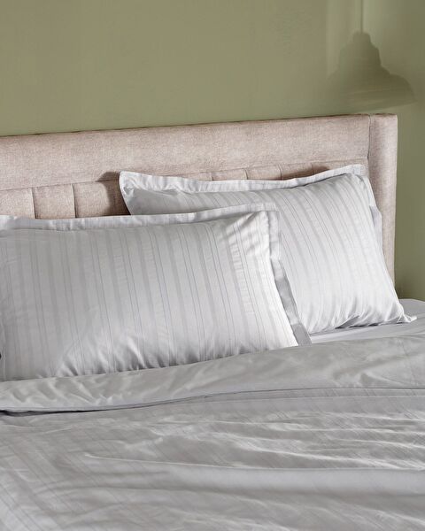 Nicole kingsize 100% katoenen dobby dekbedovertrekset - lichtgrijs - 1