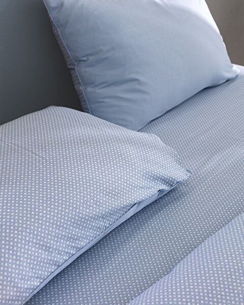 Clodia King Size 100% Cotton Printed Satin Duvet Cover Set - Blue - 6