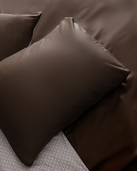 Ensemble de housse de couette en satin imprimé 100 % coton Avent King Size - Marron - 5