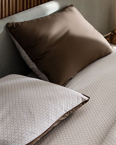 Ensemble de housse de couette en satin imprimé 100 % coton Avent King Size - Marron - 3